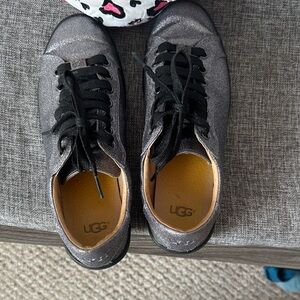 UGG Metallic Gray Sneakers with Black Accents.  Womens size 8